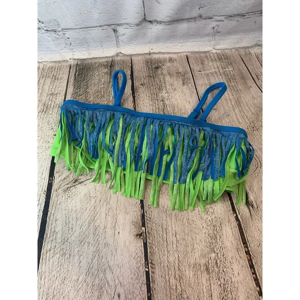 JUSTICE SWIM Girl’s Fringed Bandeau Top with Straps / Size: 14